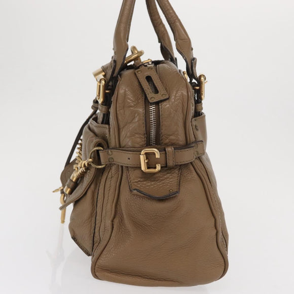 Chloe Paddington Handtasche Leder Braun Gold Silber Auth ep13108V