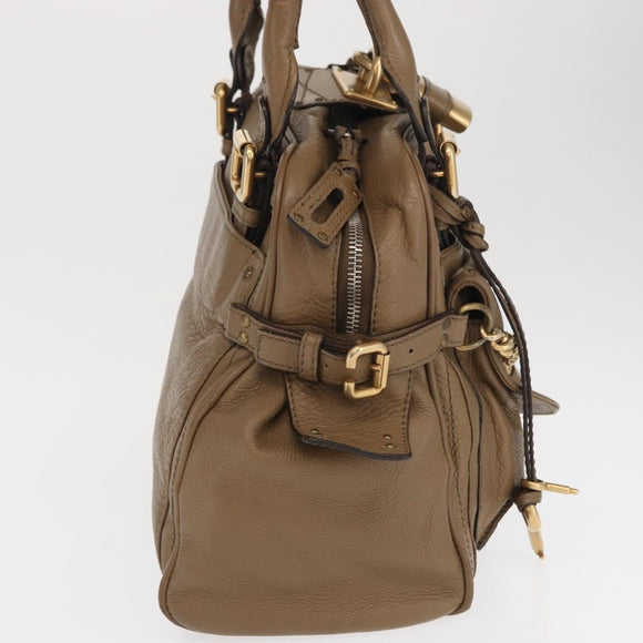 Chloe Paddington Handtasche Leder Braun Gold Silber Auth ep13108V