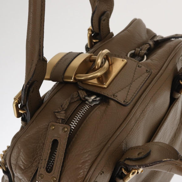 Chloe Paddington Hand Bag Leather Brown Gold Silver Auth ep13108V