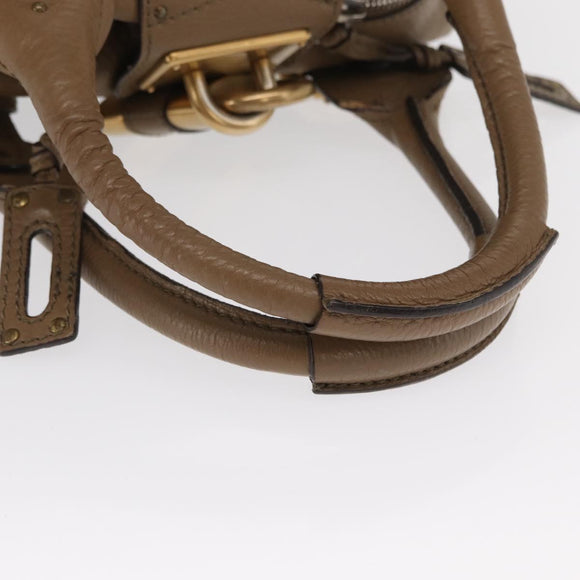 Chloe Paddington Hand Bag Leather Brown Gold Silver Auth ep13108V