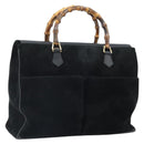 GUCCI Bamboo Tote Bag Suede Leather Black Gold 002 2855 0322 0 Auth ep13109-1