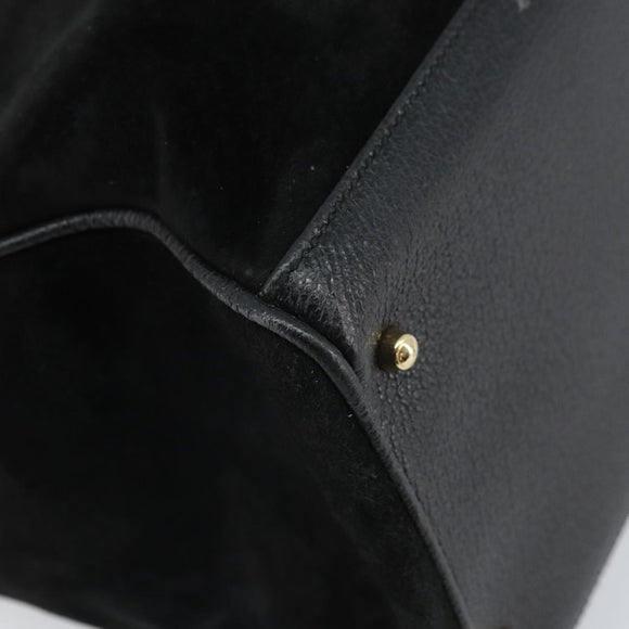 GUCCI Bamboo Tote Bag Suede Leather Black Gold 002 2855 0322 0 Auth ep13109