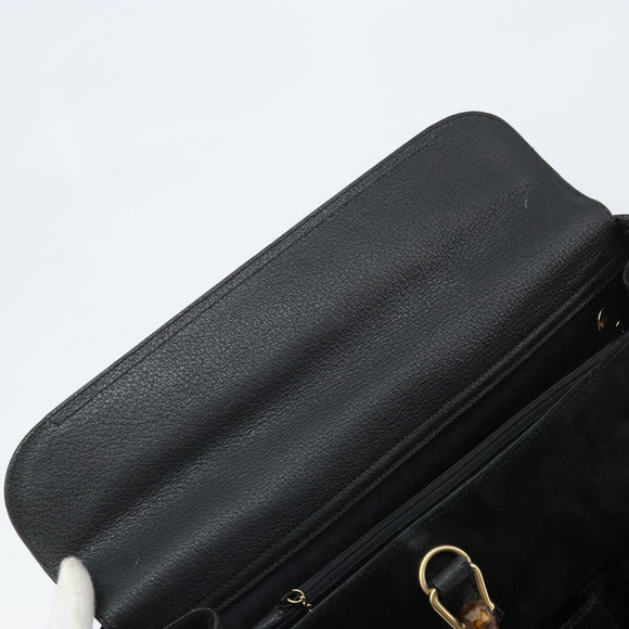GUCCI Bamboo Tote Bag Suede Leather Black Gold 002 2855 0322 0 Auth ep13109