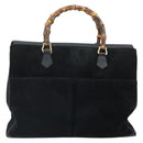GUCCI Bamboo Tote Bag Suede Leather Black Gold 002 2855 0322 0 Auth ep13109-13