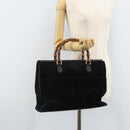GUCCI Bamboo Tote Bag Suede Leather Black Gold 002 2855 0322 0 Auth ep13109-26