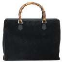 GUCCI Bamboo Tote Bag Suede Leather Black Gold 002 2855 0322 0 Auth ep13109-2