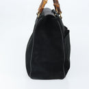 GUCCI Bamboo Tote Bag Suede Leather Black Gold 002 2855 0322 0 Auth ep13109-4