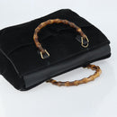 GUCCI Bamboo Tote Bag Suede Leather Black Gold 002 2855 0322 0 Auth ep13109-6