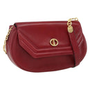 Christian Dior Shoulder Bag Leather Red Gold Auth ep13111-1