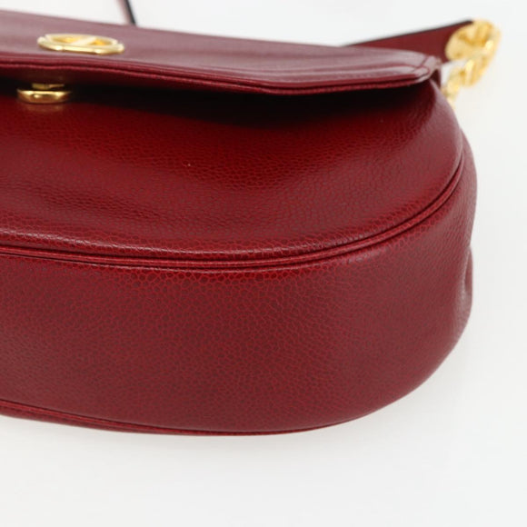 Christian Dior Shoulder Bag Leather Red Gold Auth ep13111