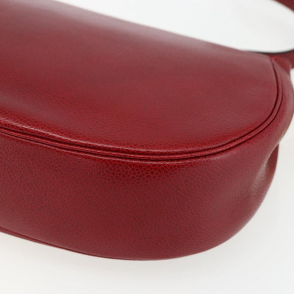Christian Dior Shoulder Bag Leather Red Gold Auth ep13111