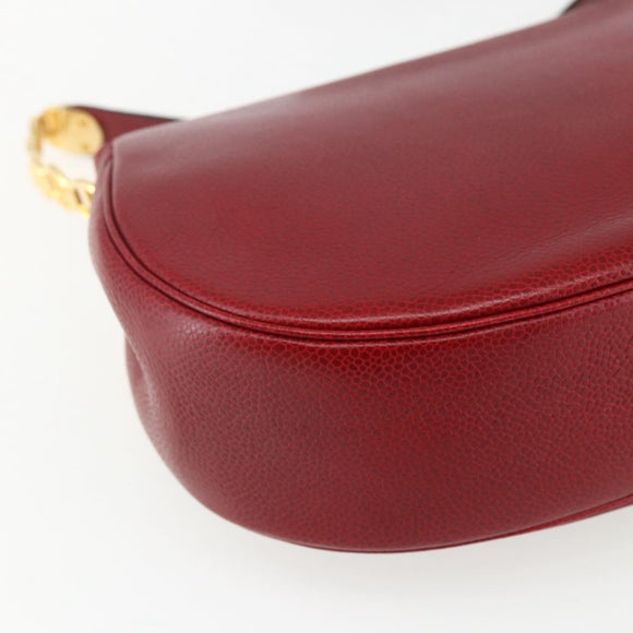 Christian Dior Shoulder Bag Leather Red Gold Auth ep13111