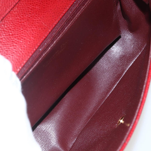 Christian Dior Shoulder Bag Leather Red Gold Auth ep13111