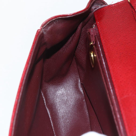 Christian Dior Shoulder Bag Leather Red Gold Auth ep13111
