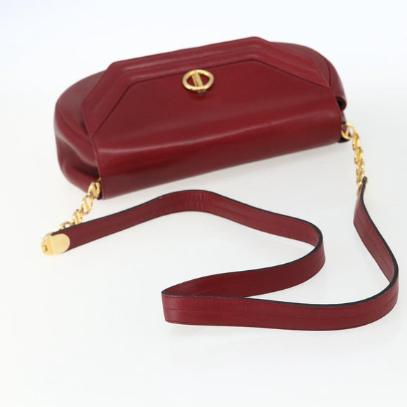 Christian Dior Shoulder Bag Leather Red Gold Auth ep13111