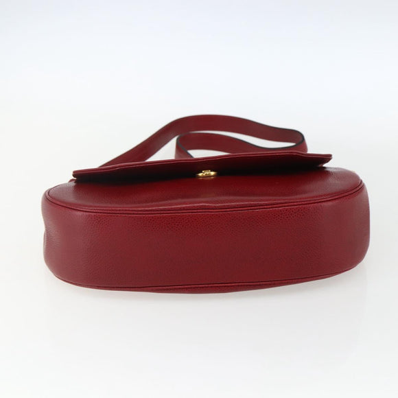 Christian Dior Shoulder Bag Leather Red Gold Auth ep13111