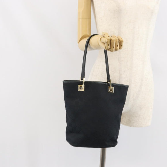 GUCCI GG Canvas Tote Bag Black Gold 002 1099 Auth ep13113
