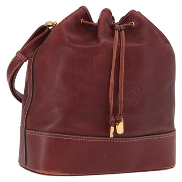 LOEWE Hand Bag Leather Red Gold Auth ep13115