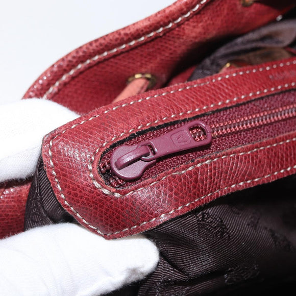 LOEWE Hand Bag Leather Red Gold Auth ep13115