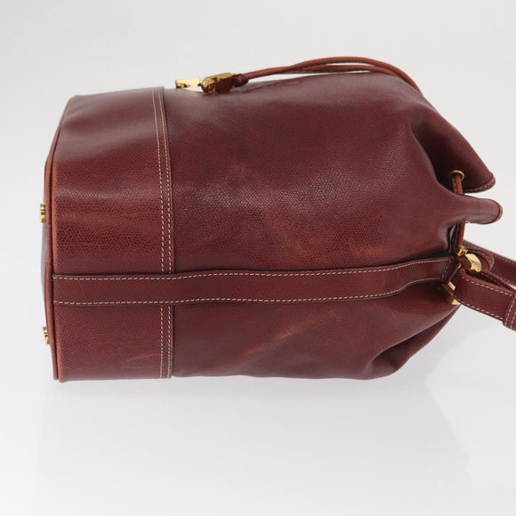 LOEWE Hand Bag Leather Red Gold Auth ep13115