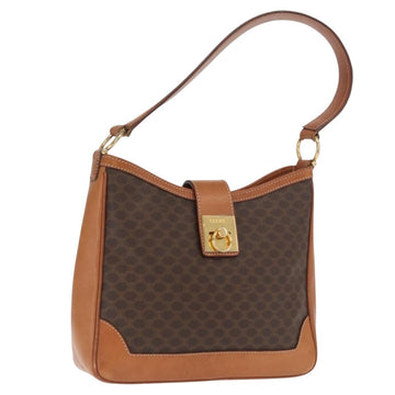 CELINE Macadam Canvas Shoulder Bag PVC Leather Brown Gold Auth ep13120