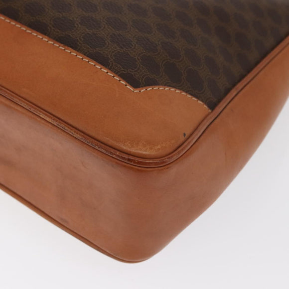 CELINE Macadam Canvas Shoulder Bag PVC Leather Brown Gold Auth ep13120