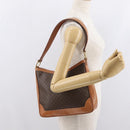 CELINE Macadam Canvas Shoulder Bag PVC Leather Brown Gold Auth ep13120-23