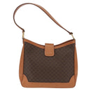 CELINE Macadam Canvas Shoulder Bag PVC Leather Brown Gold Auth ep13120-2