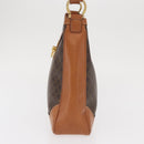 CELINE Macadam Canvas Shoulder Bag PVC Leather Brown Gold Auth ep13120-3