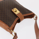 CELINE Macadam Canvas Shoulder Bag PVC Leather Brown Gold Auth ep13120-6