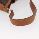 CELINE Macadam Canvas Shoulder Bag PVC Leather Brown Gold Auth ep13120-7