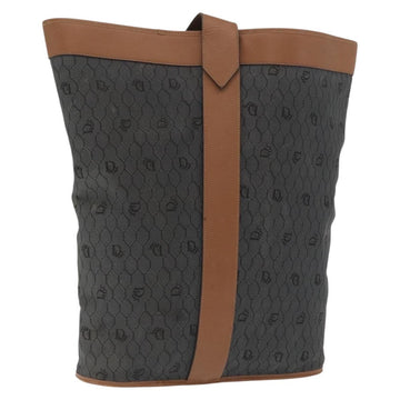 Christian Dior Honeycomb Canvas Tote Bag PVC Black Gold Auth ep13121