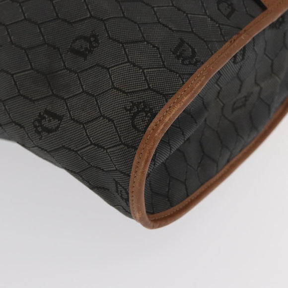 Christian Dior Honeycomb Canvas Tote Bag PVC Black Gold Auth ep13121