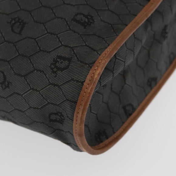 Christian Dior Honeycomb Canvas Tote Bag PVC Black Gold Auth ep13121