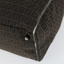 FENDI Zucchino Canvas Boston Bag Black Brown Auth ep13122-9