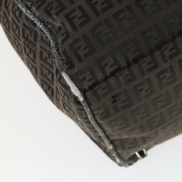 FENDI Zucchino Canvas Boston Bag Black Brown Auth ep13122
