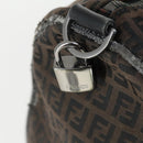 FENDI Zucchino Canvas Boston Bag Black Brown Auth ep13122-17