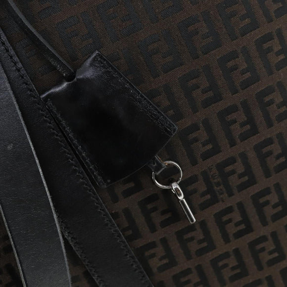 FENDI Zucchino Canvas Boston Bag Black Brown Auth ep13122
