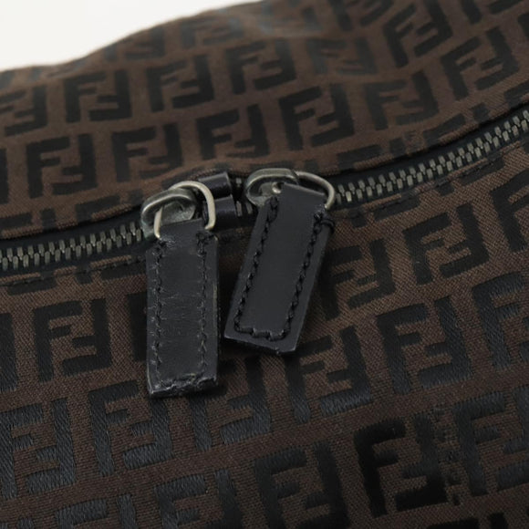 FENDI Zucchino Canvas Boston Bag Black Brown Auth ep13122