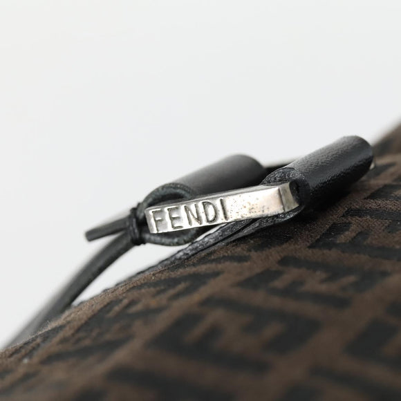 FENDI Zucchino Canvas Boston Bag Black Brown Auth ep13122