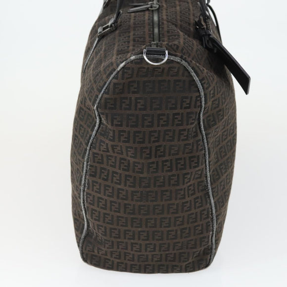 FENDI Zucchino Canvas Boston Bag Black Brown Auth ep13122