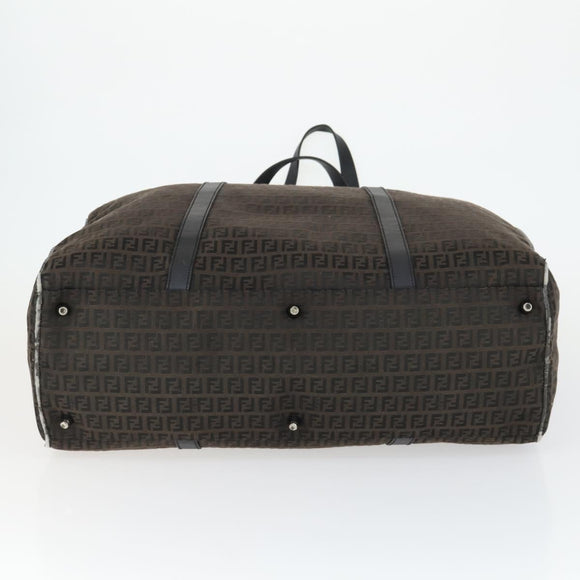 FENDI Zucchino Canvas Boston Bag Black Brown Auth ep13122