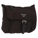 PRADA Shoulder Bag Nylon Brown Silver Auth ep13123-1