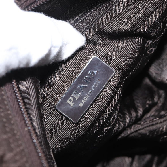 PRADA Shoulder Bag Nylon Brown Silver Auth ep13123