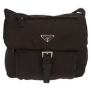 PRADA Shoulder Bag Nylon Brown Silver Auth ep13123-13