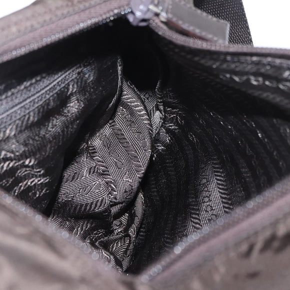 PRADA Shoulder Bag Nylon Brown Silver Auth ep13123