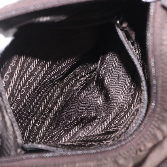 PRADA Shoulder Bag Nylon Brown Silver Auth ep13123