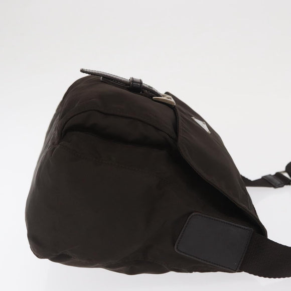 PRADA Shoulder Bag Nylon Brown Silver Auth ep13123
