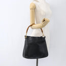 GUCCI Bamboo Hand Bag Leather Black Gold 001 1014 1638 Auth ep13124-21