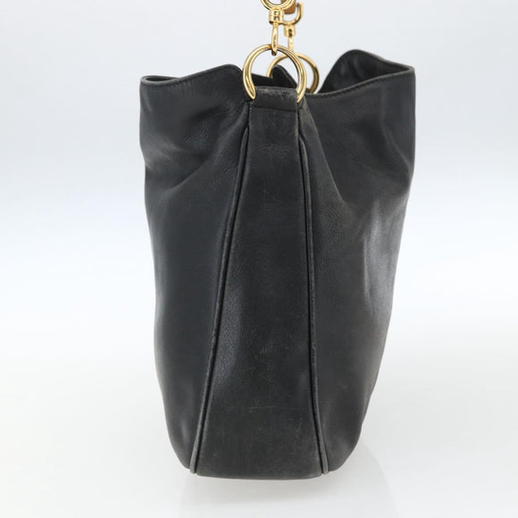 GUCCI Bamboo Hand Bag Leather Black Gold 001 1014 1638 Auth ep13124